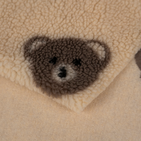 Cute Bear Motif Jacquard Lamb Wool Fur 