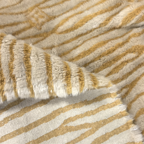 Striped Two-Color Jacquard Knit Faux Fur