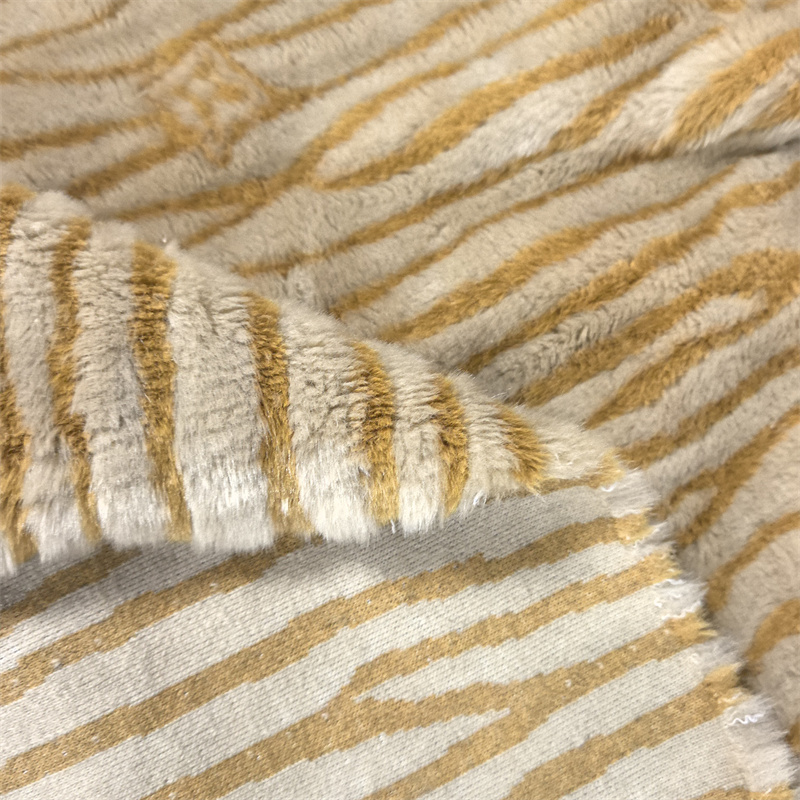 Striped Two-Color Jacquard Knit Faux Fur