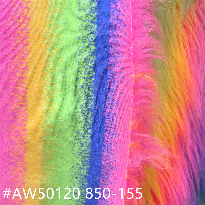High Quality Rainbow Long Pile Faux Fur Fabric for Garment