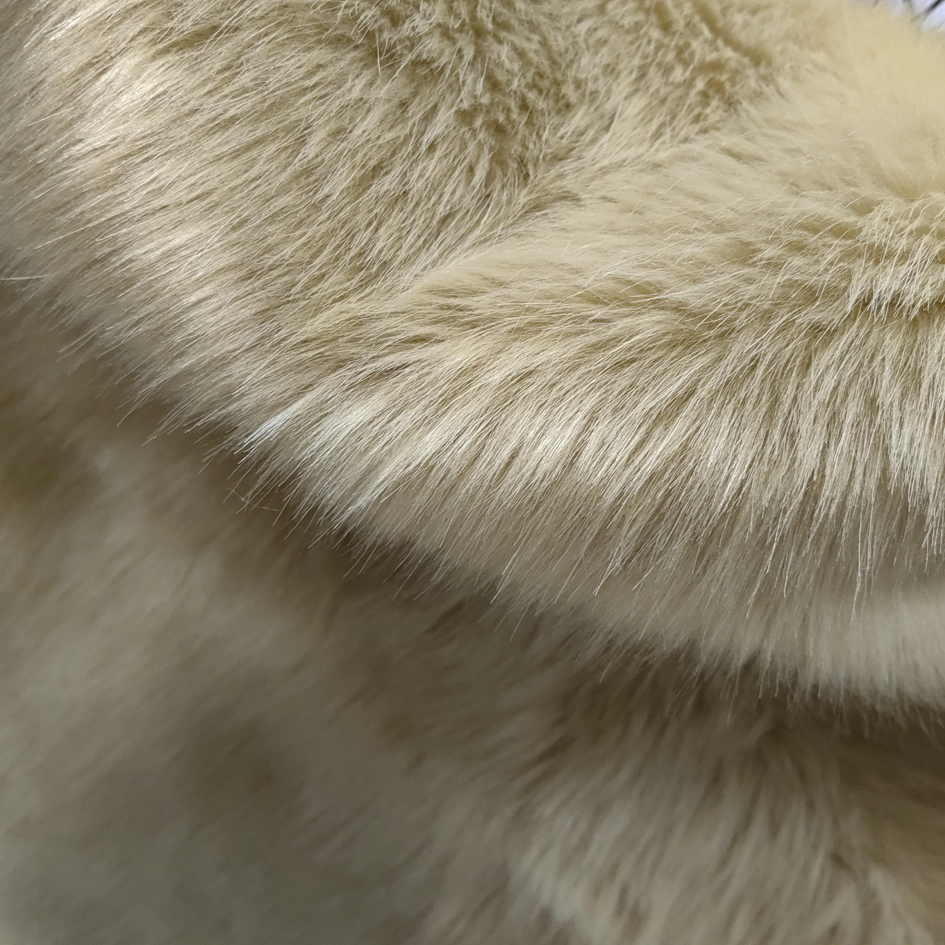 Acrylic Solid Beige Color Faux Fox Fur