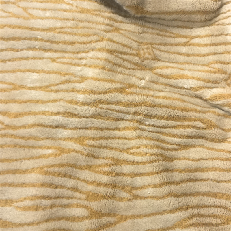 Striped Two-Color Jacquard Knit Faux Fur