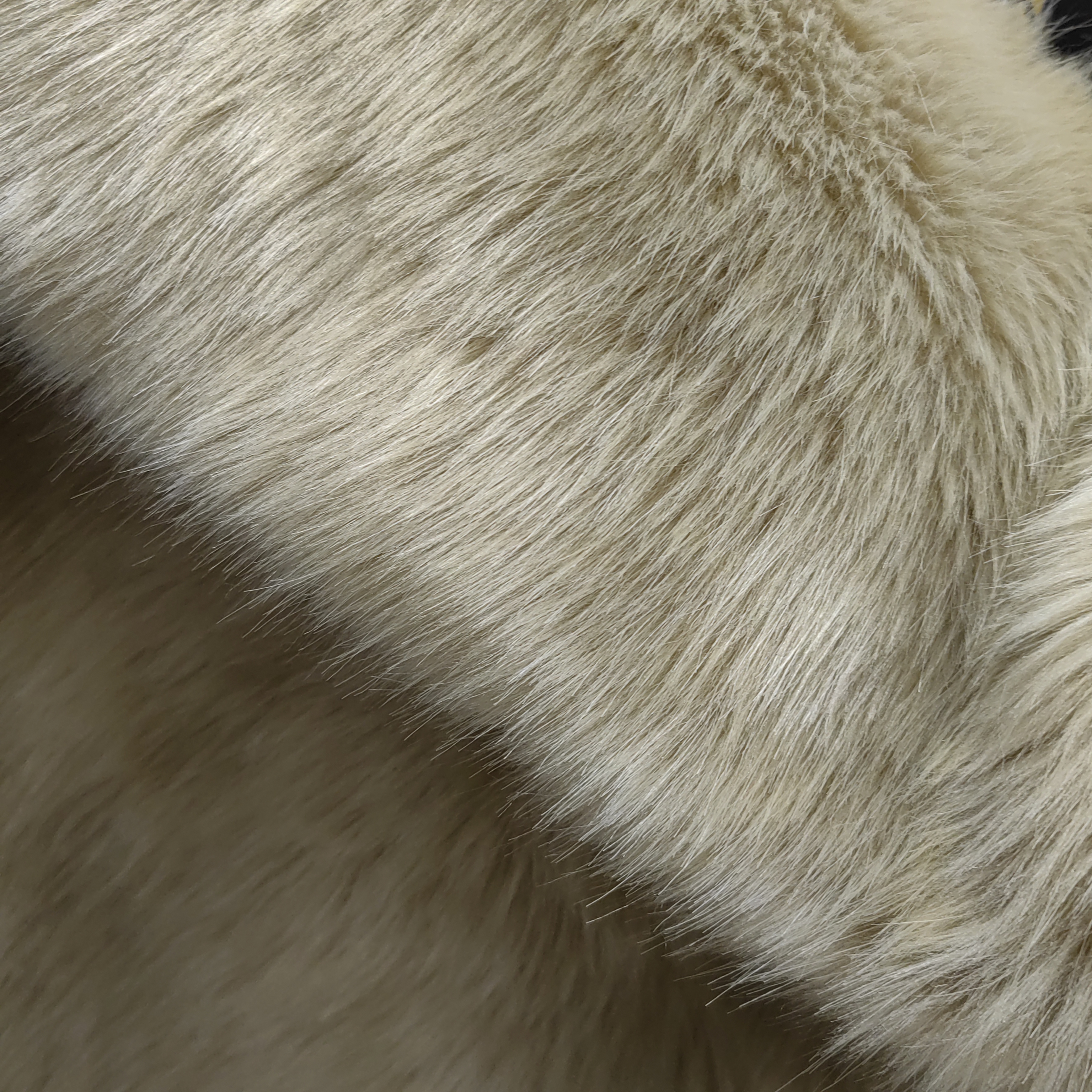Acrylic Solid Beige Color Faux Fox Fur