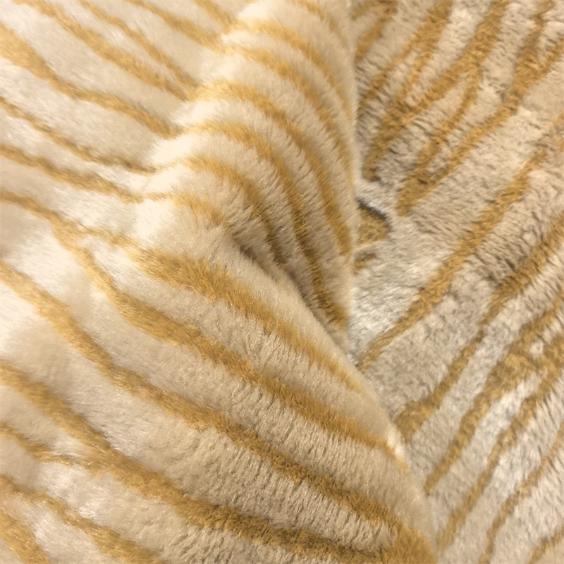 Striped Two-Color Jacquard Knit Faux Fur