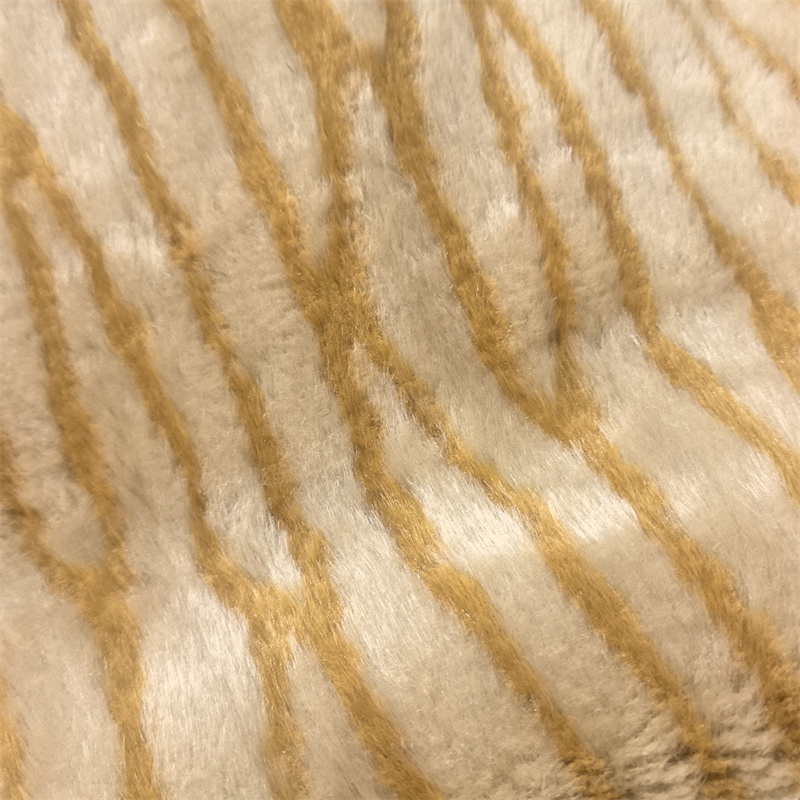 Striped Two-Color Jacquard Knit Faux Fur