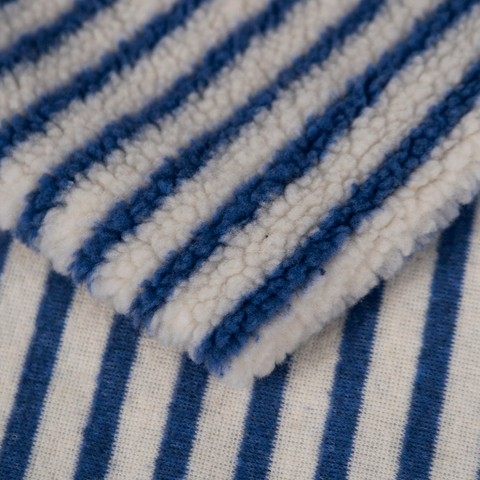 Blue And White Jacquard Thin Stripe Knitted Lamb Wool Fabric
